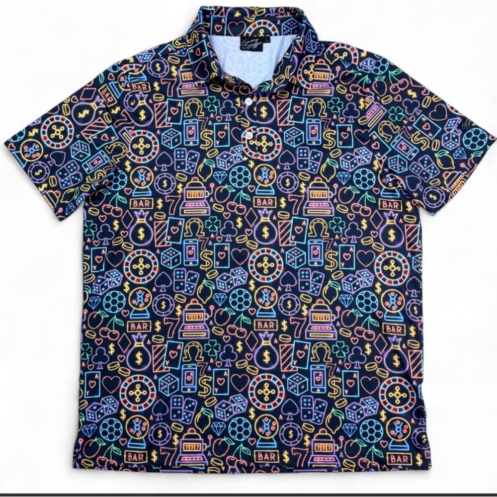 Men’s Sunday Swagger "The Gambler" Golf Polo Shirt Size Large